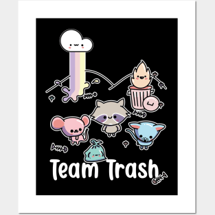 Kawaii Raccoon, Rat and Opossum, Team Trash Pastel Rainbow Posters and Art